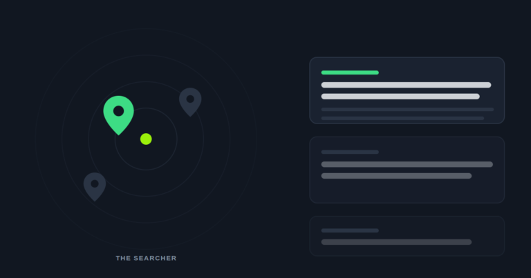 Rings of distance around a searcher, with the nearest dispensary ranking first regardless of what any page says